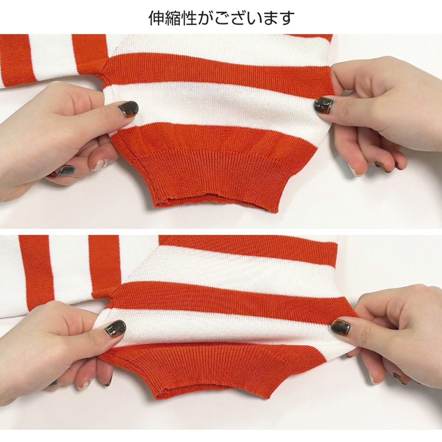 トップス　ニット ボーダー 半袖　ラウンドネック レディース 春服 夏服 新作 JOCOSA 7246