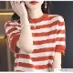 トップス　ニット ボーダー 半袖　ラウンドネック レディース 春服 夏服 新作 JOCOSA 7246