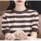 トップス　ニット ボーダー 半袖　ラウンドネック レディース 春服 夏服 新作 JOCOSA 7246