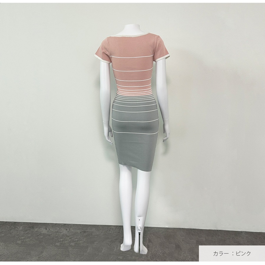 ニット 半袖 ひざ上丈 タイト アシンメトリー 春服 夏服 JOCOSA 5004　送料無料　即納