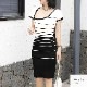 ニット 半袖 ひざ上丈 タイト アシンメトリー 春服 夏服 JOCOSA 5004　送料無料　即納