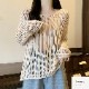 ニットトップス レディース　メッシュ 透かし編み 透け セーター 体型カバー 長袖 プルオーバー JOCOSA 7253