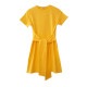 フロントリボンミニワンピース レディース 春夏秋冬 新作 半袖 ショート丈 無地 シンプル セクシー 大人可愛い デート 女子会 韓国風 韓流 ブラック 黒 イエロー 黄色 S JOCOSA 8840 送料無料 即納