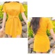 フロントリボンミニワンピース レディース 春夏秋冬 新作 半袖 ショート丈 無地 シンプル セクシー 大人可愛い デート 女子会 韓国風 韓流 ブラック 黒 イエロー 黄色 S JOCOSA 8840 送料無料 即納