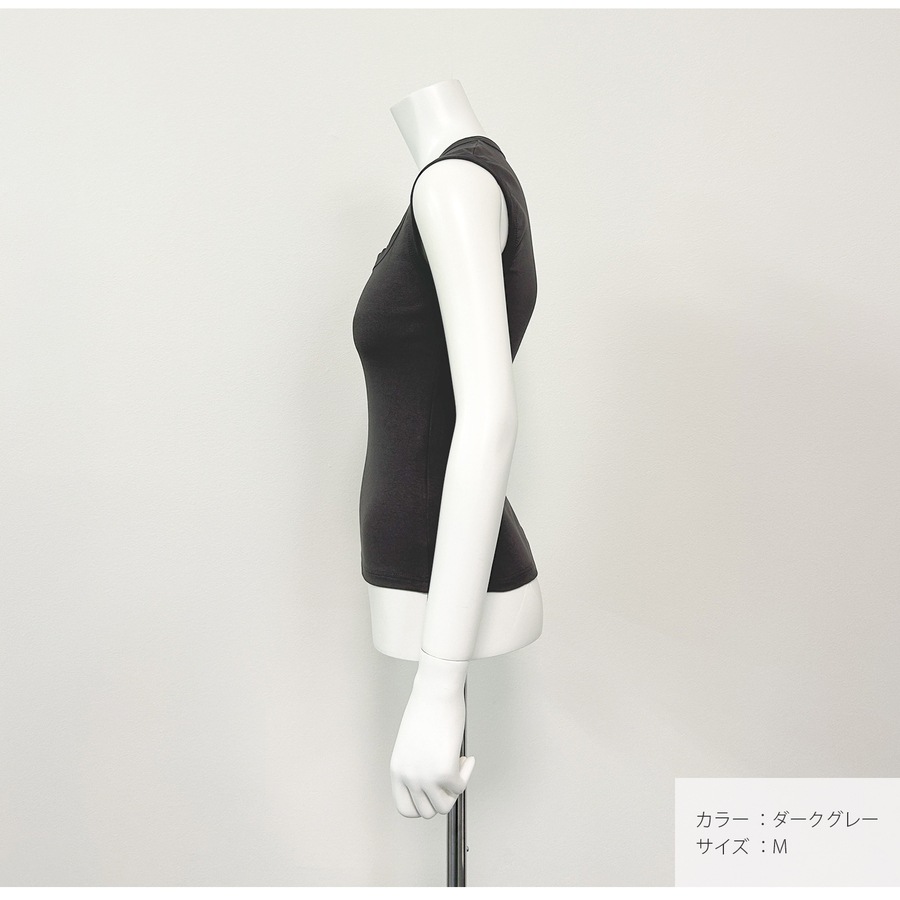トップス ノースリーブ スクエアネック 伸縮 韓国ファッション JOCOSA 7254