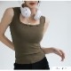 トップス ノースリーブ スクエアネック 伸縮 韓国ファッション JOCOSA 7254