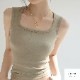 トップス ノースリーブ スクエアネック 伸縮 韓国ファッション JOCOSA 7254