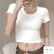 トップス 半袖 ショート丈 伸縮 韓国ファッション JOCOSA 7259