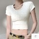 トップス 半袖 ショート丈 伸縮 韓国ファッション JOCOSA 7259