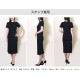 フロントギャザースリットワンピース レディース 春夏秋冬 新作 半袖 膝下 Ｔシャツ 無地 切替 タイト セクシー シンプル カジュアル おしゃれ 大人可愛い 韓国風 韓流 ブラック 黒 ダークグレー SML JOCOSA 8842 送料無料 即納