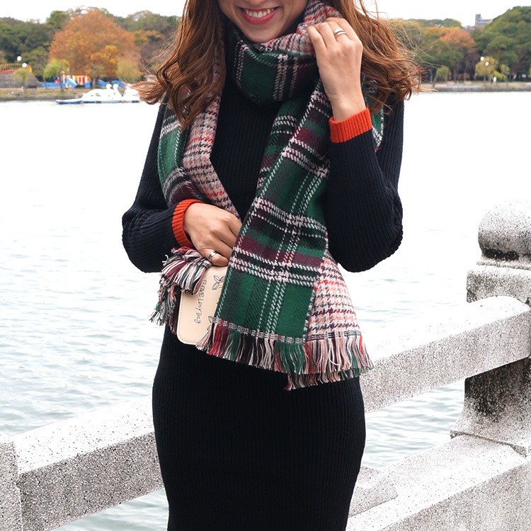 ストール レディース チェック 千鳥格子 マフラー 大判 リバーシブル 厚手 起毛 タータンチェック 春 秋 冬 ショール 羽織 ひざ掛け フリンジ 防寒 大人 緑 赤 紺色 グリーン レッド アイボリー ネイビー JOCOSA 送料無料 即納 8691