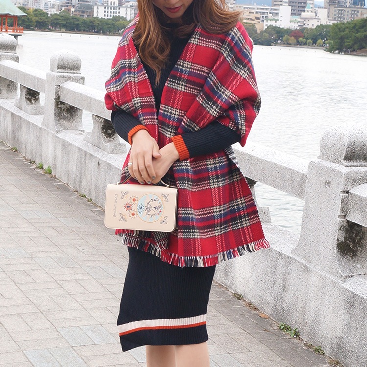 ストール レディース チェック 千鳥格子 マフラー 大判 リバーシブル 厚手 起毛 タータンチェック 春 秋 冬 ショール 羽織 ひざ掛け フリンジ 防寒 大人 緑 赤 紺色 グリーン レッド アイボリー ネイビー JOCOSA 送料無料 即納 8691