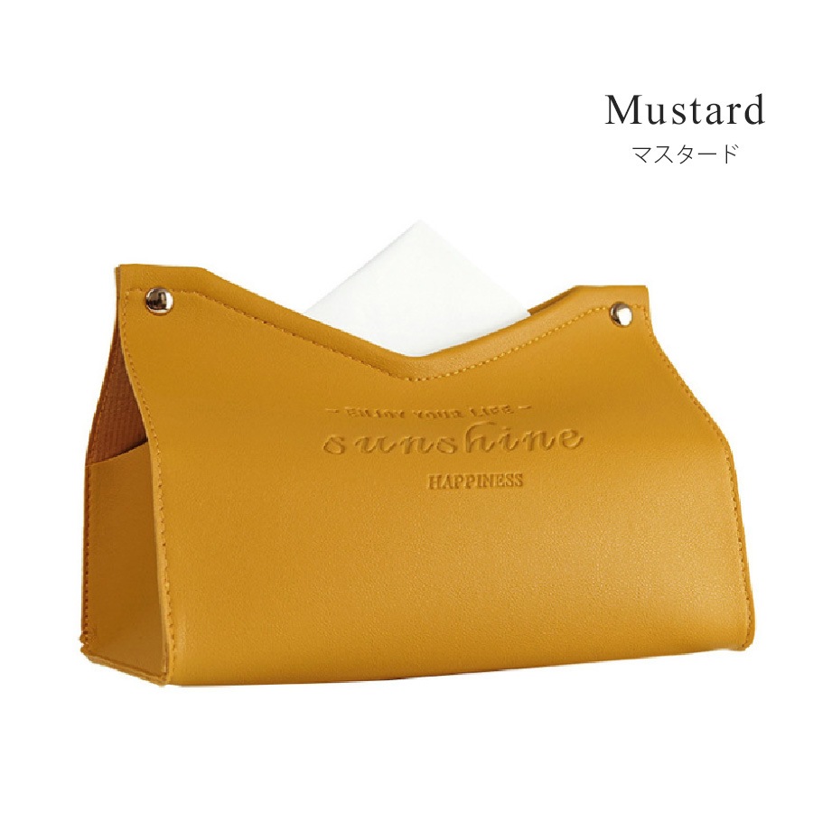 ティッシュケース ホーム シンプル インテリア 雑貨 プチプラ おしゃれ 収納 革小物 英文字 かわいい 春 夏 秋 冬 新作 マスタード ピンク グリーン 緑 ネイビー ワインレッド 赤 グレー JOCOSA 9016