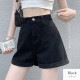 デニムパンツ ショート丈 ボトムス ポケット 裾ロールアップ 脚長 レディース 新作 春 夏 秋 ブラック ホワイト グレー ライトブルー ブルー S M L XL JOCOSA 9140