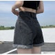 デニムパンツ ショート丈 ボトムス ポケット 裾ロールアップ 脚長 レディース 新作 春 夏 秋 ブラック ホワイト グレー ライトブルー ブルー S M L XL JOCOSA 9140