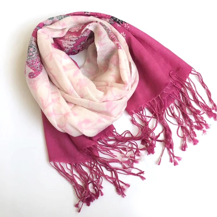 ストール レディース 大判 花柄 ウール100% 薄手 春 夏 秋 冬 ショール 羽織 ひざ掛け ブランケット 上品 ピンク パープル グレー JOCOSA 送料無料 即納 8698