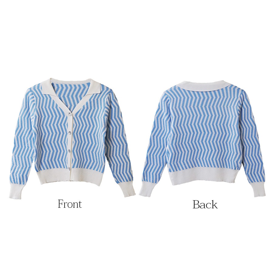 カーディガン 長袖 ストライプ 韓国ファッション 大人 オフィス