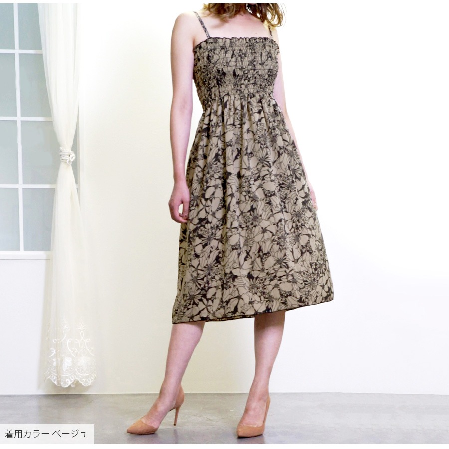 ミニワンピース 花柄 夏 ワンピース ベアワンピース キャミワンピース スクエアネック キャミワンピ セクシー カジュアル きれいめ リゾート 韓国ファッション シンプル 大人 レディース 春 秋 ホワイト ベージュ フリーサイズ JOCOSA 9213