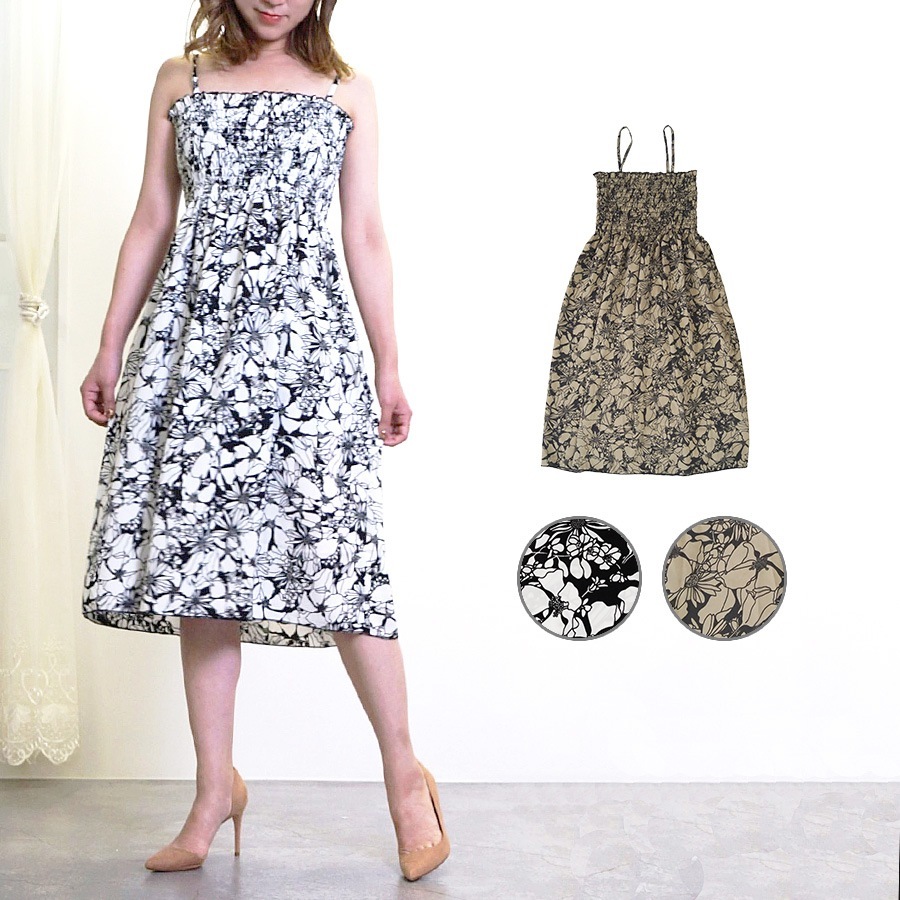 ミニワンピース 花柄 夏 ワンピース ベアワンピース キャミワンピース スクエアネック キャミワンピ セクシー カジュアル きれいめ リゾート 韓国ファッション シンプル 大人 レディース 春 秋 ホワイト ベージュ フリーサイズ JOCOSA 9213