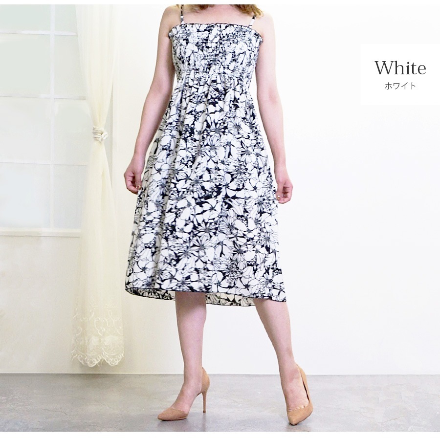 ミニワンピース 花柄 夏 ワンピース ベアワンピース キャミワンピース スクエアネック キャミワンピ セクシー カジュアル きれいめ リゾート 韓国ファッション シンプル 大人 レディース 春 秋 ホワイト ベージュ フリーサイズ JOCOSA 9213