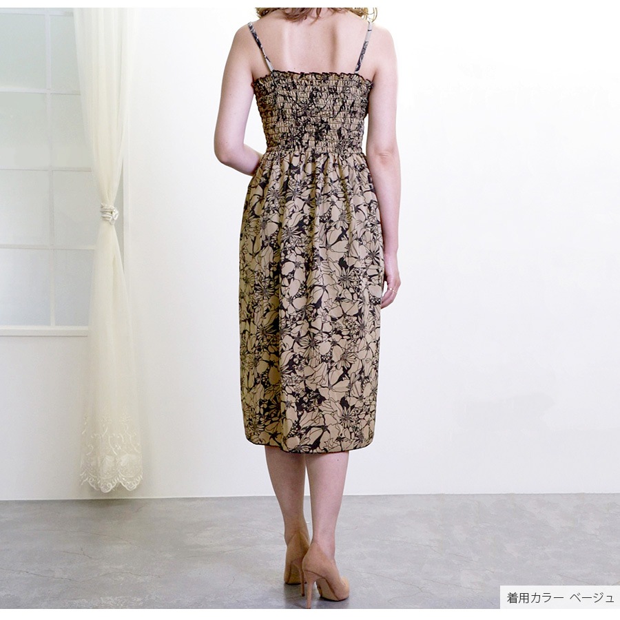 ミニワンピース 花柄 夏 ワンピース ベアワンピース キャミワンピース スクエアネック キャミワンピ セクシー カジュアル きれいめ リゾート 韓国ファッション シンプル 大人 レディース 春 秋 ホワイト ベージュ フリーサイズ JOCOSA 9213