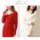 ニットワンピース タイト カシュクール風 Vネック 長袖 ロング リブ 無地 セクシー デート レディース 春 秋 冬 新作 ブラック 黒 ピンク レッド 赤 ベージュ ブルー 青 カーキ ブラウン 茶 フリーサイズ JOCOSA 9238