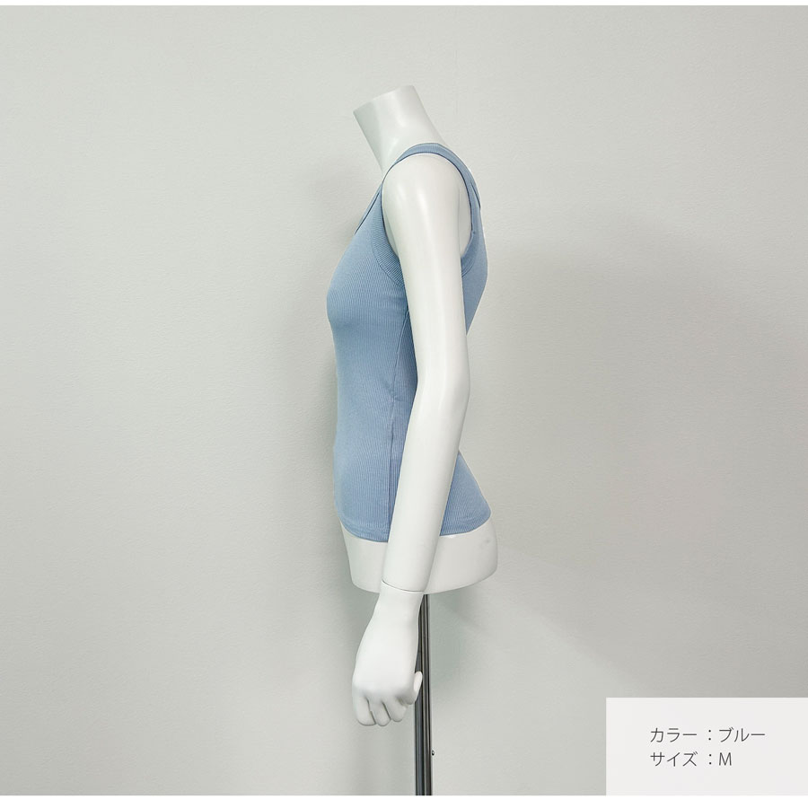 トップス ノースリーブ ニット タンクトップ ラウンドネック ミディ丈 伸縮 韓国ファッション レディース ML JOCOSA 7257