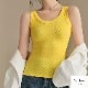 トップス ノースリーブ ニット タンクトップ ラウンドネック ミディ丈 伸縮 韓国ファッション レディース ML JOCOSA 7257