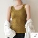 トップス ノースリーブ ニット タンクトップ ラウンドネック ミディ丈 伸縮 韓国ファッション レディース ML JOCOSA 7257