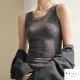 トップス ノースリーブ ニット タンクトップ ラウンドネック ミディ丈 伸縮 韓国ファッション レディース ML JOCOSA 7257