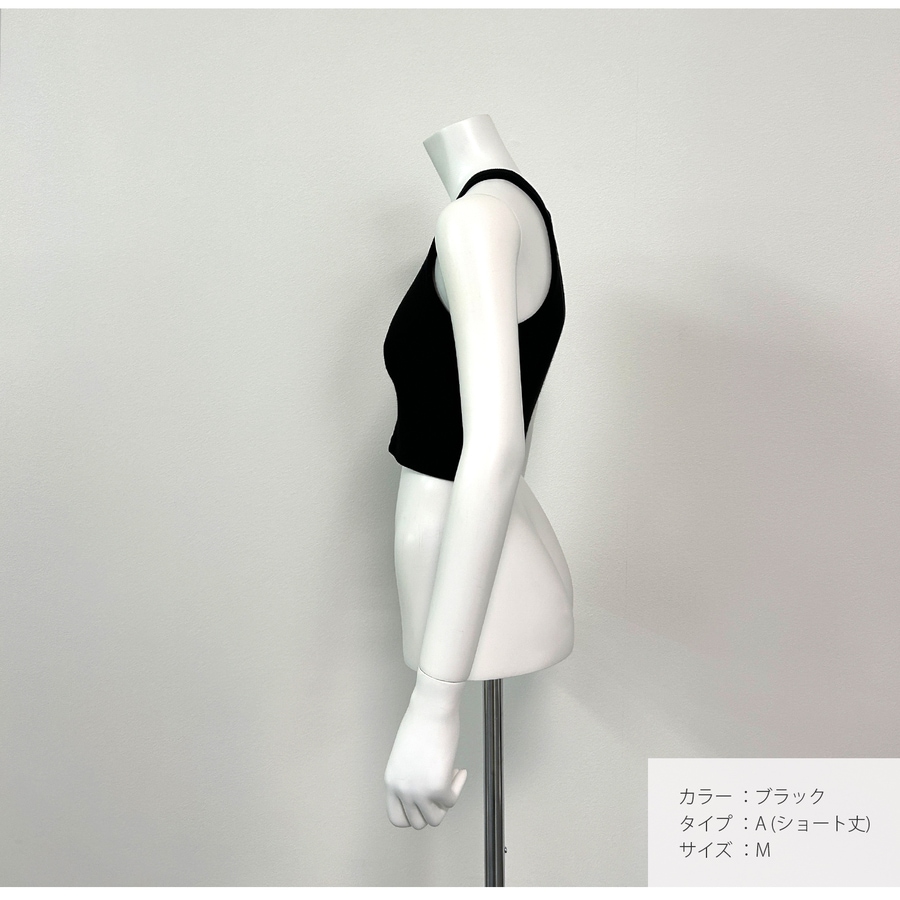 トップス ノースリーブ ニット タンクトップ ラウンドネック ショート丈 レギュラー丈 2タイプ 伸縮 韓国ファッション レディース ML JOCOSA 7258