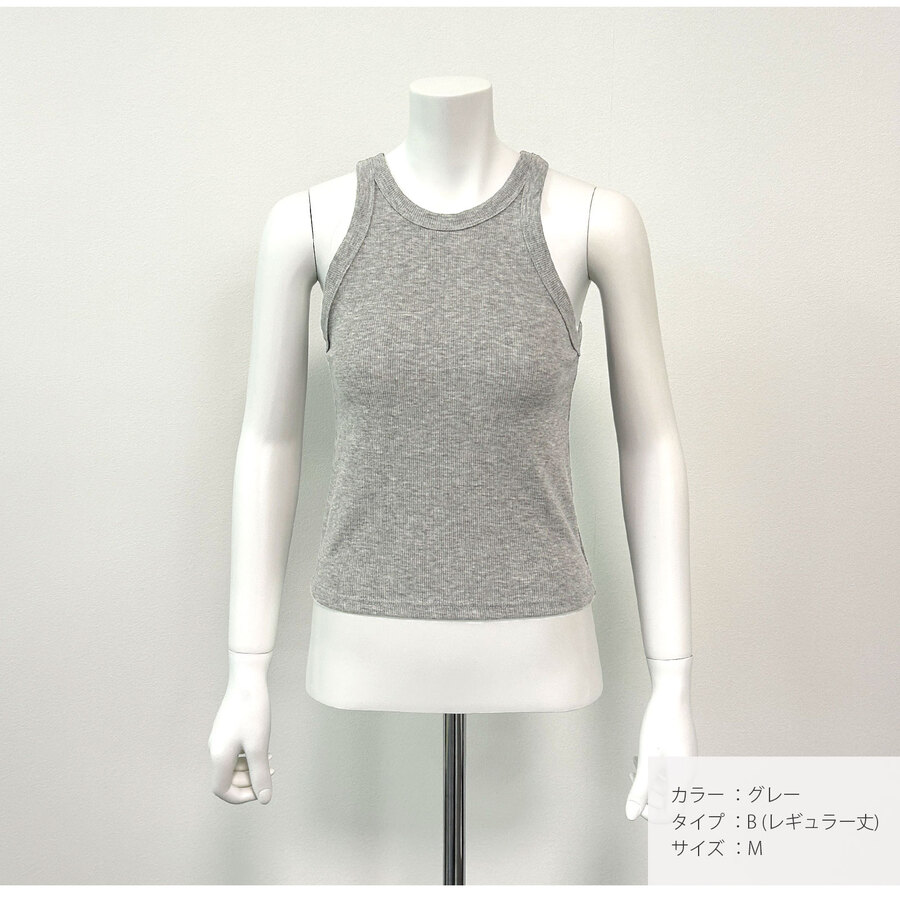 トップス ノースリーブ ニット タンクトップ ラウンドネック