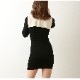 ニットワンピース タイト テーラード風 襟 タイト 長袖 ボタン 無地 セクシー デート レディース 春 秋 冬 新作 ブラック 黒 フリーサイズ JOCOSA 9241