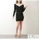 ニットワンピース タイト テーラード風 襟 タイト 長袖 ボタン 無地 セクシー デート レディース 春 秋 冬 新作 ブラック 黒 フリーサイズ JOCOSA 9241