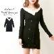 ニットワンピース タイト テーラード風 襟 タイト 長袖 ボタン 無地 セクシー デート レディース 春 秋 冬 新作 ブラック 黒 フリーサイズ JOCOSA 9241