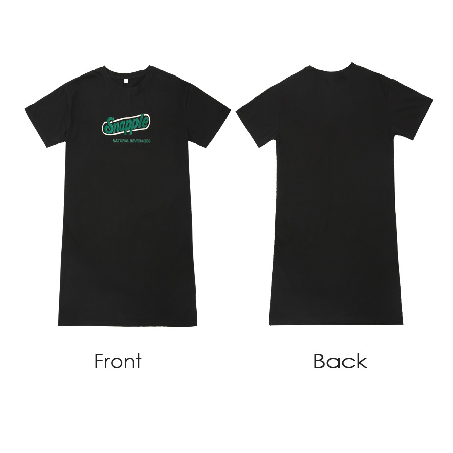 ロゴ ワンピース ミドル丈 半袖 スポーツ風 ゆったり Aライン シンプル カジュアル 韓国ファッション レディース 春 夏 秋 ブラック ホワイト ネイビー M L XL JOCOSA 9264