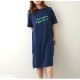 ロゴ ワンピース ミドル丈 半袖 スポーツ風 ゆったり Aライン シンプル カジュアル 韓国ファッション レディース 春 夏 秋 ブラック  ホワイト ネイビー  M L XL JOCOSA 9264