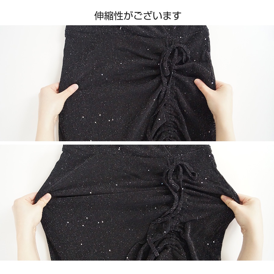 ワンピース ラメ 半袖 フレア ギャザー リボン Vネック 春 ドレス オフィスカジュアル セクシー パーティ リゾート カシュクール 韓国ファッション 大人 レディース 夏 秋 ブラック グレー フリーサイズ JOCOSA 8886