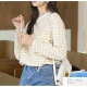 ボーダー トップス 長袖 薄手 プルオーバー ベーシック デイリー 着回し 韓国ファッション レディース 春 夏 秋 新作 ブルー ネイビー イエロー フリーサイズ JOCOSA 7182