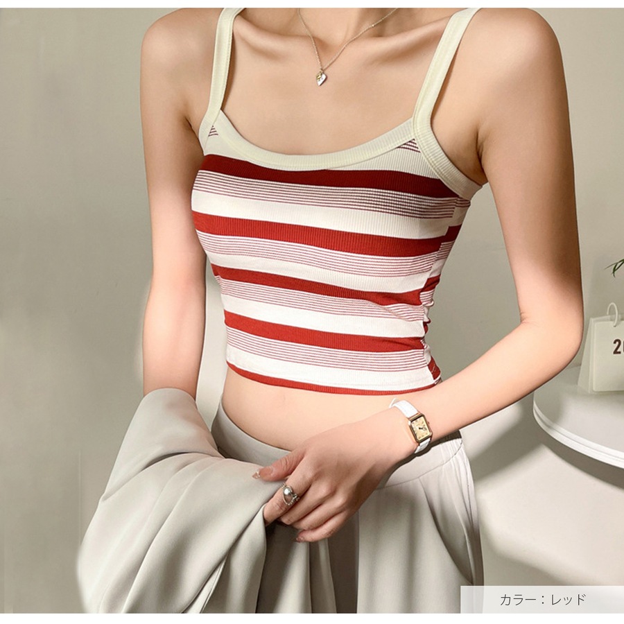 トップス ノースリーブ ニット ショート丈 タンクトップ リブニット レディース 春服 夏服 フリーサイズ JOCOSA 7261