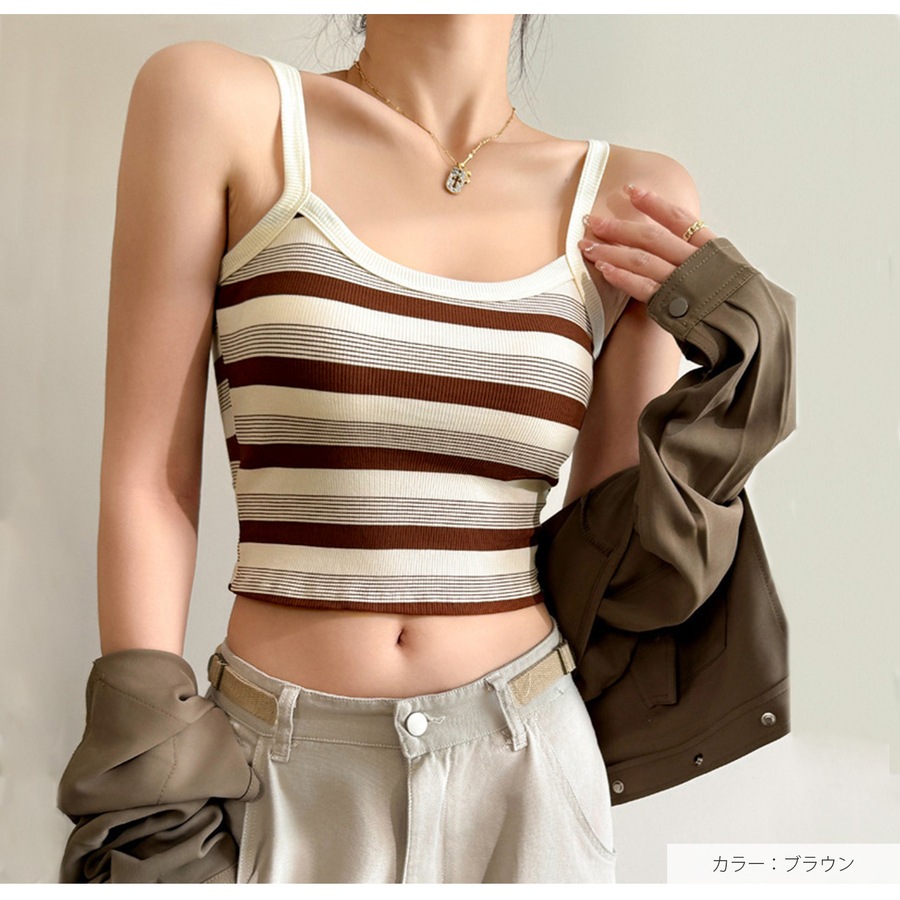 トップス ノースリーブ ニット ショート丈 タンクトップ リブニット レディース 春服 夏服 フリーサイズ JOCOSA 7261