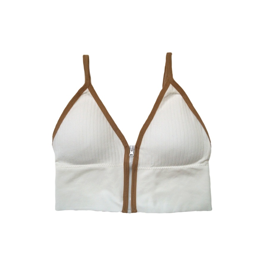 キャミソール パッド付き ファスナー 無地 華奢見せ ブラトップ セクシー シンプル ショート丈トップス 大人可愛い 韓国ファッション 韓国  レディース 春 夏 秋 冬 新作 ホワイト 白 グリーン ベージュ グレー ブラック 黒 ブルー 青 フリーサイズ JOCOSA 7018