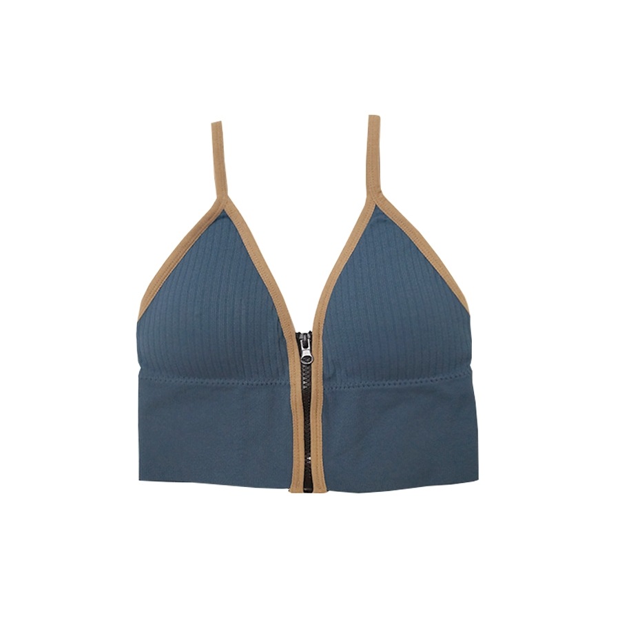 キャミソール パッド付き ファスナー 無地 華奢見せ ブラトップ セクシー シンプル ショート丈トップス 大人可愛い 韓国ファッション 韓国  レディース 春 夏 秋 冬 新作 ホワイト 白 グリーン ベージュ グレー ブラック 黒 ブルー 青 フリーサイズ JOCOSA 7018