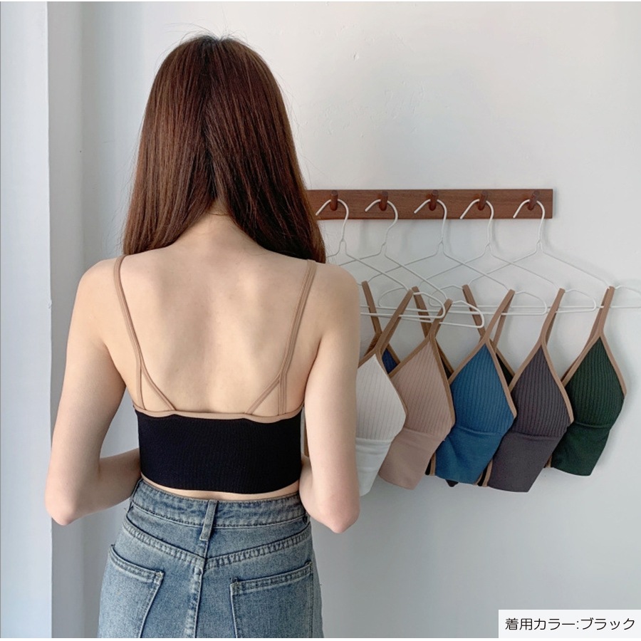 キャミソール パッド付き ファスナー 無地 華奢見せ ブラトップ セクシー シンプル ショート丈トップス 大人可愛い 韓国ファッション 韓国  レディース 春 夏 秋 冬 新作 ホワイト 白 グリーン ベージュ グレー ブラック 黒 ブルー 青 フリーサイズ JOCOSA 7018