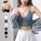 キャミソール パッド付き ファスナー 無地 華奢見せ ブラトップ セクシー シンプル ショート丈トップス 大人可愛い 韓国ファッション 韓国  レディース 春 夏 秋 冬 新作 ホワイト 白 グリーン ベージュ グレー ブラック 黒 ブルー 青 フリーサイズ JOCOSA 7018