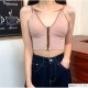 キャミソール パッド付き ファスナー 無地 華奢見せ ブラトップ セクシー シンプル ショート丈トップス 大人可愛い 韓国ファッション 韓国  レディース 春 夏 秋 冬 新作 ホワイト 白 グリーン ベージュ グレー ブラック 黒 ブルー 青 フリーサイズ JOCOSA 7018