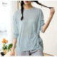 トップス シアー 2way 長袖 スリット ゆったり ボタン ギャザー 定番 ルームウェア シンプル 韓国ファッション レディース 新作 春 夏 ブラック ホワイト グリーン ブルー アイボリー フリーサイズ JOCOSA 7184