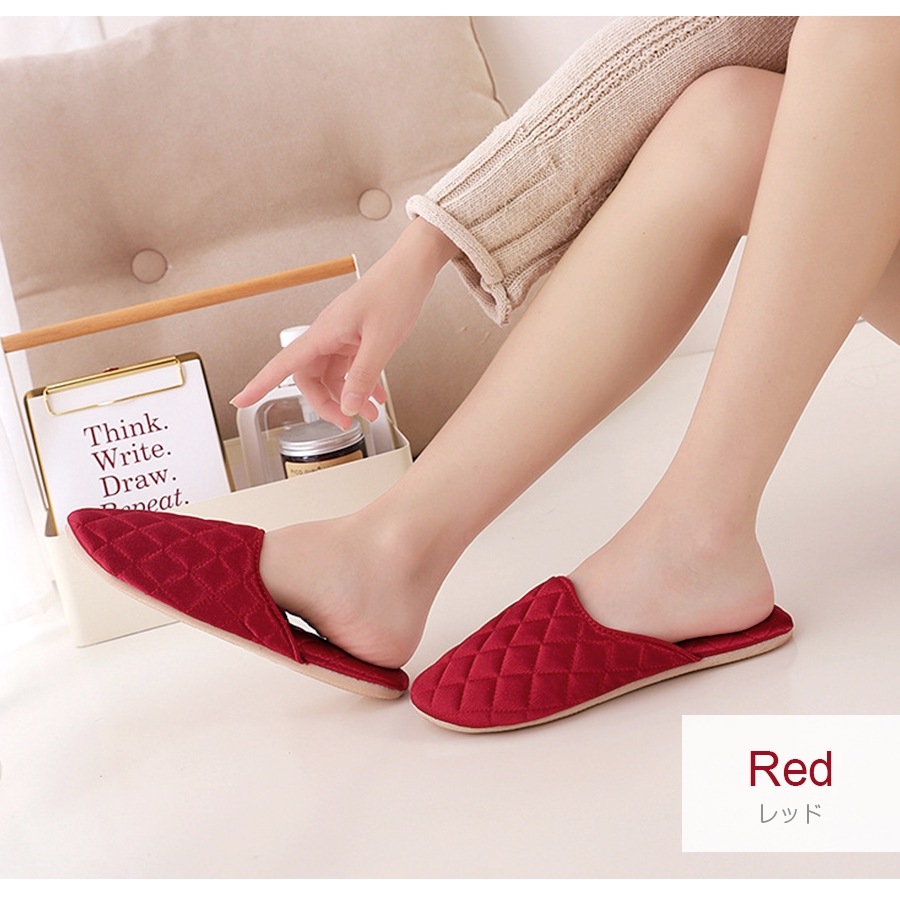 ルームシューズ スリッパ キルティング シルク 室内履き ぺたんこ ステッチ フラット かわいい 疲れにくい 涼しい おしゃれ レディース 春 夏 秋 冬 新作 ブラック 黒 レッド 赤 グレー 灰 ミントグリーン 緑 パープル 紫 S M L JOCOSA 9025