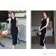 ワンピース ニット ノースリーブ タイト ロング丈 スリット ラウンドネック 春服 夏服 韓国 JOCOSA 5006