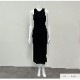 ワンピース ニット ノースリーブ タイト ロング丈 スリット ラウンドネック 春服 夏服 韓国 JOCOSA 5006